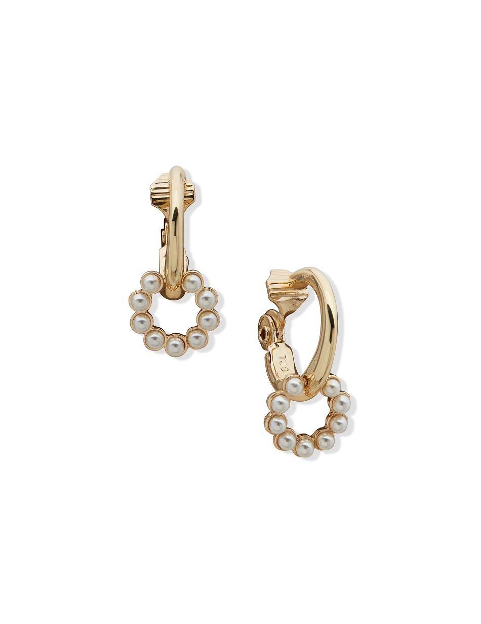 Earring Anne Klein Orbital Hoop With Halo Pearl Clip   | JFU-9175690